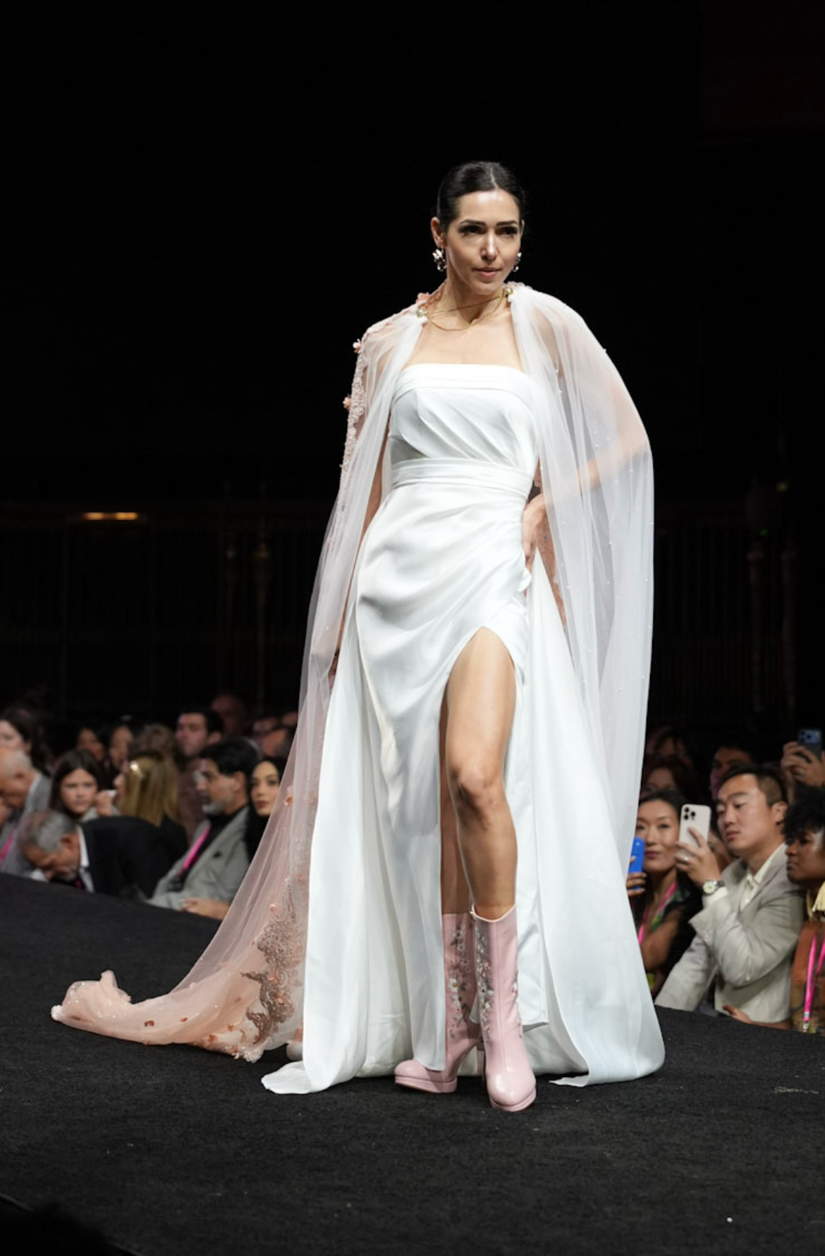 White Strapless Gown with Slit