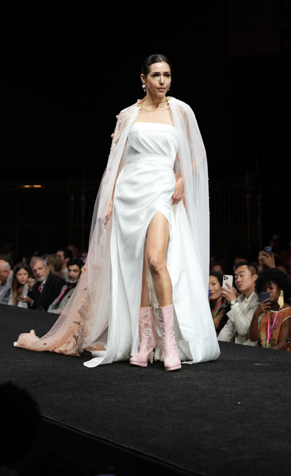 Blush Pink Glitter Bridal Cape Veil