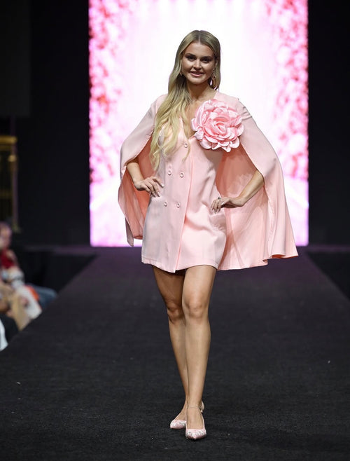 Pink Cape Blazer Dress
