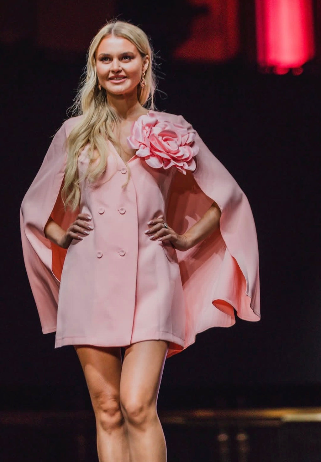 Pink Cape Blazer Dress