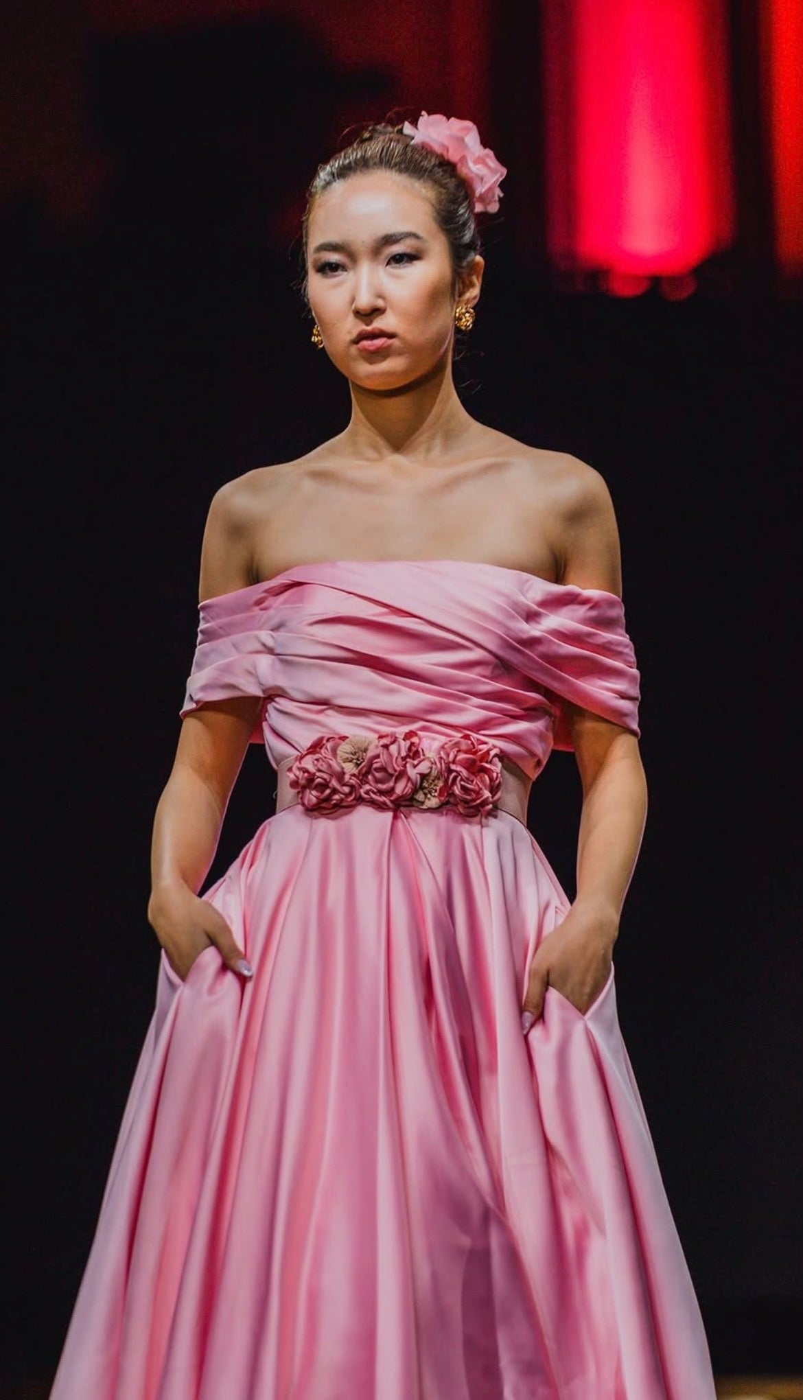 A-Line Satin Cocktail Dress — Off-the-Shoulder