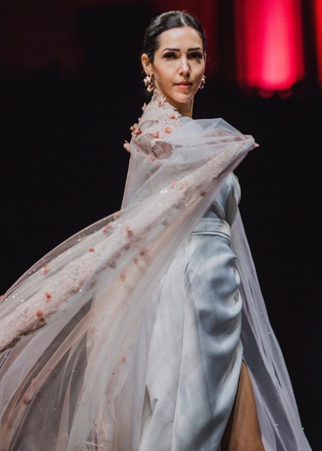 Blush Pink Glitter Bridal Cape Veil